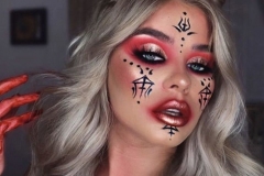 Хелловінський макіяж демона для дівчат с овальним обличчям