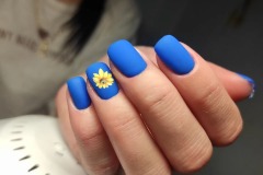 Весенний маникюр в синем цвете с дизайном
