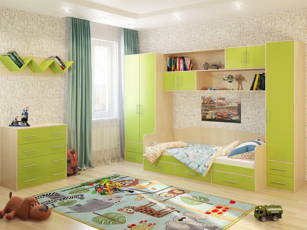 Дитяча кімната у зелених тонах