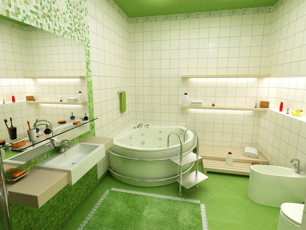 Ванна кімната у зелених тонах