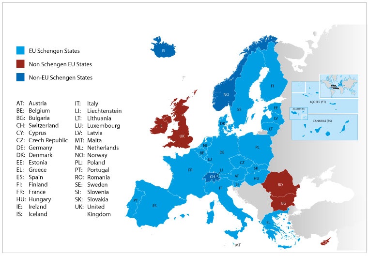 Країни ЄС і Шенгену