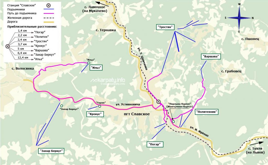 Карта маршрутів у Славську