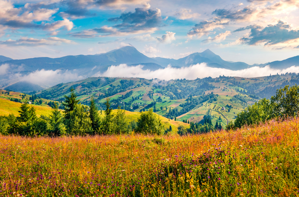 Вид на Говерлу и Петрос – самые высокие горы Украины