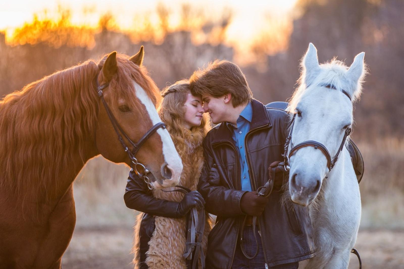 Конная прогулка для двоих. Прогулка на лошадях. Романтическая прогулка на лошадях. Фотосессия с лошадьми. Влюбленные лошади.