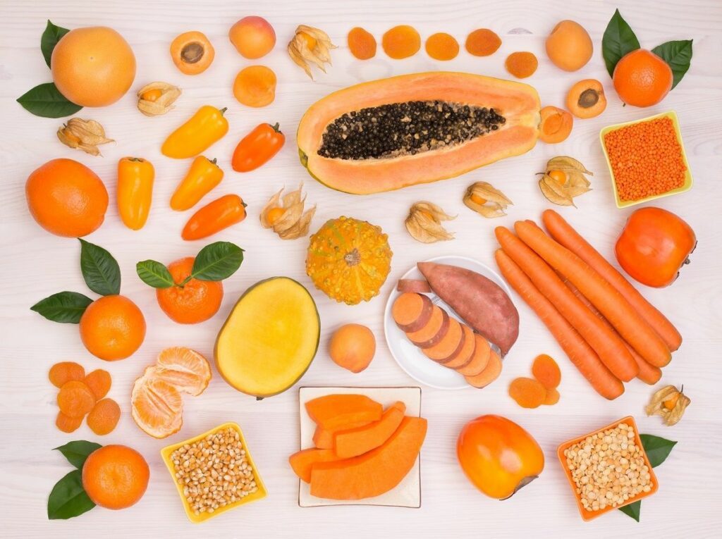 фрукты и овощи с каротином
