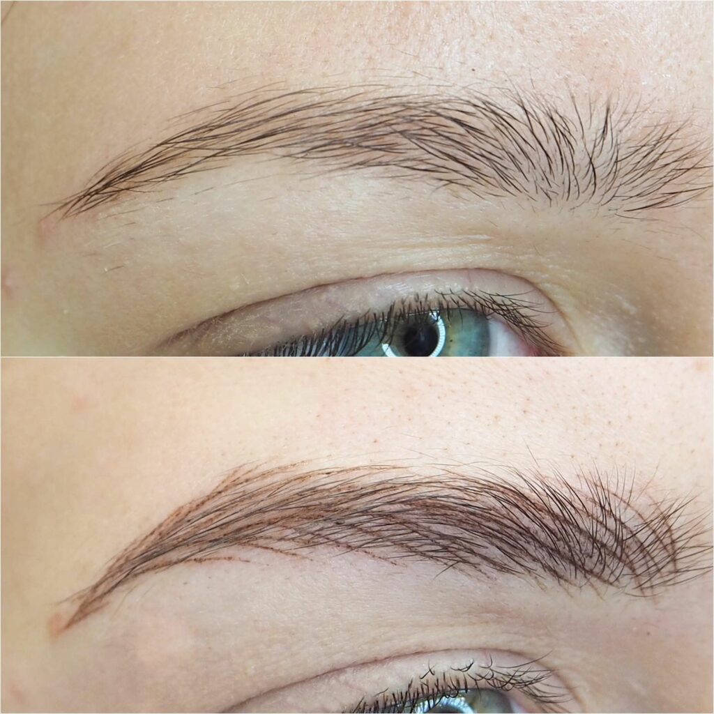 Окрашивание в волосковой технике: до и после