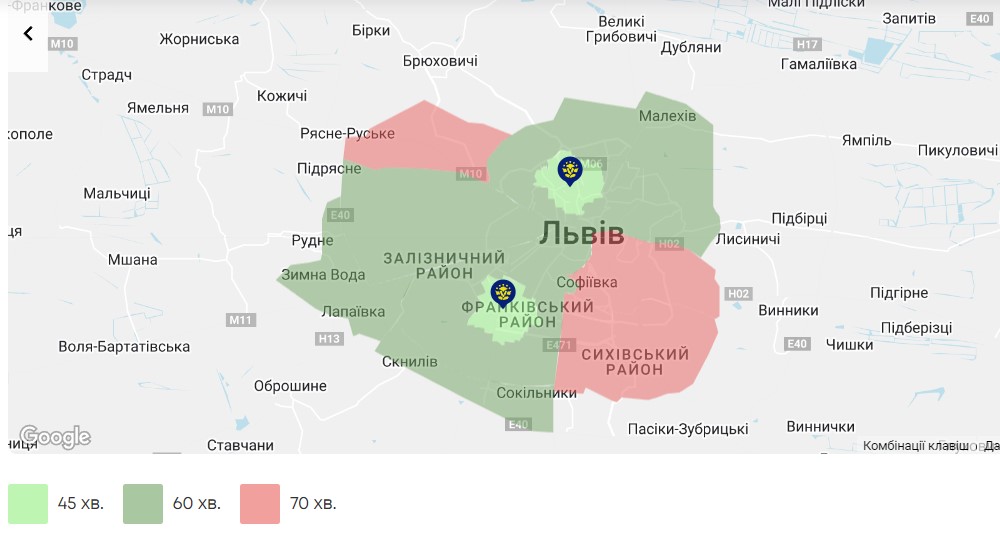 Карта доставки «Суші Майстер» у Львові