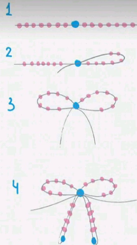 Схема для изготовления бантиков из бусин или бисера